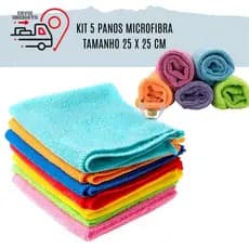 Kit 5 Panos Limpeza Microfibra 25x25cm Carro Móvel Vidro Casa Pano Flanela para Limpeza Geral