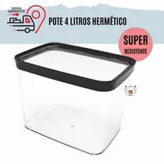 1 Pote Hermético Cozinha  4 Litros Pote Hermetico 4000ml Porta Mantimentos para grãos arroz ração Resistente