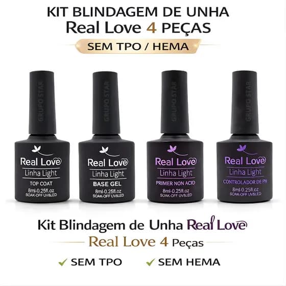 kit 4 Preparadores Blindagem de Unhas - Real Love