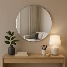 Espelho Redondo 50cm Lapidado Kit Instalação Decoração Sala Banheiro Quarto - ENVIO IMEDIATO