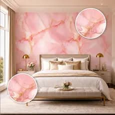 Papel de Parede Mármore Rosa e Dourado Adesivo Luxo | Sala e Quarto | Envio Imediato