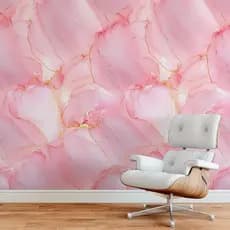 Papel de Parede Rosa e Dourado Adesivo Impermeável | Lavável p/ Quarto e Móveis | 1, 2,3 e 6 metros