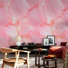 Adesivo de Parede Rosa com Detalhes Dourados Lavável | Resistente e Autocolante | Promoção