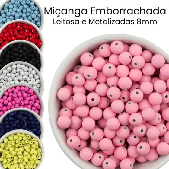Miçanga Bola Emborrachada 8mm Aprx 360 pçs 100g Terço Pulseira Phone Strap Artesanato