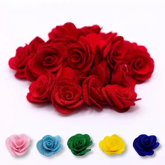 Aplique Flor de Tecido em Poliéster 10 peças Para Laço 2,5cm