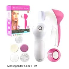 Escova de limpeza facial elétrica multifuncional, Massageador 5 em 1, escova de limpeza facial