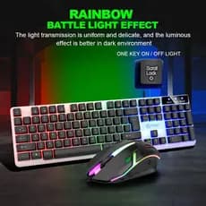 Kit Teclado Semi Mecânico + Mouse Gamer 3200dpi Rgb Led com fio