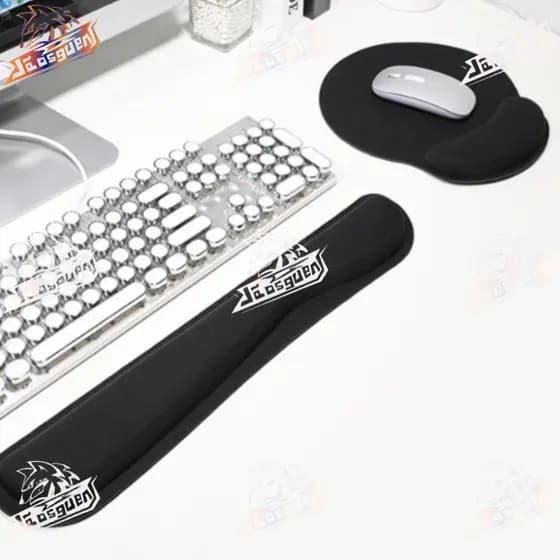 Mousepad + Apoio Pulso P/ Teclado Ergonômico Preta