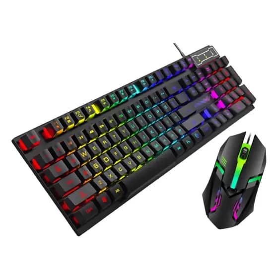 Kit Teclado Semi Mecânico Com Mouse Gamer 3200dpi Rgb/Branco Led