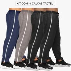 Kit 4 Calça Tactel Masculina Esportiva Leve 3 Bolsos Premium