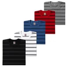 Kit 5 Camiseta Listrada Masculina Básica Listra Premium