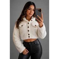 Blusa Casaco Pelinhos Teddy Inverno Jaqueta Feminina Manga Longa