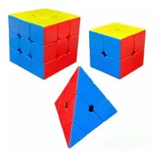Kit 3 Cubo Magico Interativo MOYU 2x2  3x3x  Pirâmide Diversão Jogo Criança
