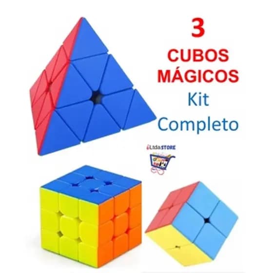MOYU Kit 3 Cubo Magico 2x2x2 + 3x3x3 + Pirâmide Profissional Diversão Jogo Criança