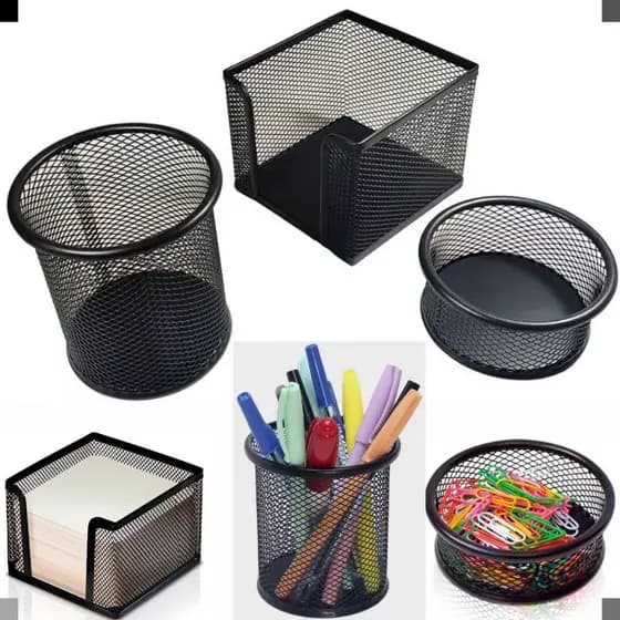 Kit Organizador de Escritório Aramado Porta Caneta Porta Clips Porta Bloco de Anotações Home Office