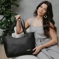 Bolsa Feminina de Ombro Santorini Handbag, Bolsa Grande Estilo Sacola, Espaçosa.