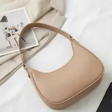Bolsa Feminina Nude Baguete Linda De Ombro Estilosa e Casual