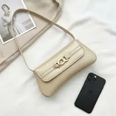 Bolsa Feminina de Ombro Ouro light Dourada Baguete Estilosa festa casamento