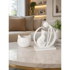 kit decorativo gato escultura vinculo silencioso com cachepot mini vaso decorativo de gato minimalista decoração sala