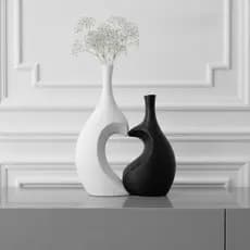 Kit Vasos Decorativos Modernos Decoração Sala Luxo Elegante Preto e Branco