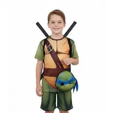 Fantasia Roupa Infantil Tartarugas ninjas Com Acessórios e Máscara 3D