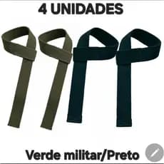 KIT 2 PARES Tala de Strap 100% Algodão PREMIUM Academia e Crossfit ( VERDE MILITAR/ PRETO).