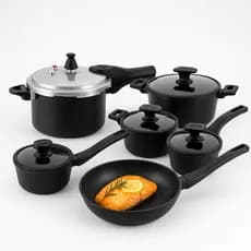 Kit Brinox Jogo Carbon 5 Peças + Panela Pressão Ceramic Preta 4,2lt
