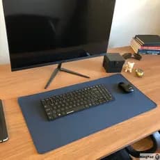 Mouse Pad Desk Pad AZUL-MARINHO 60x30cm - Couro Ecológico - GRANDE