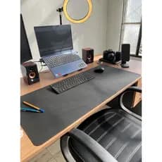 Mousepad Extra Grande Preto 90x40 cm Deskpad Couro Antiderrapante Mesa Computador Notebook WORK Couro Eco - KingPad