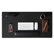 Mouse Pad Couro Sintético 90x40cm KingPad | Desk Pad Grande Antiderrapante | Preto Profissional