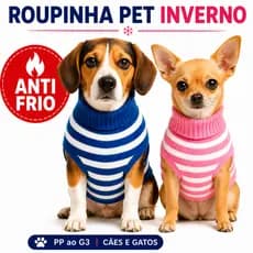 Roupinha Pet Inverno Cachorro Gato Anti Frio Quentinha de Lã Suéter Blusa Macia Todos Portes