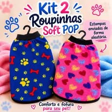 Kit 2 Roupinhas Soft POP para Cachorro e Gato Inverno Pet Quentinha Estampas Sortidas