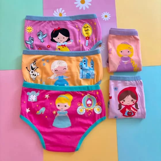 5 Calcinhas infantil de algodão Qualidade Premium super confortável com forro 100% Algodão