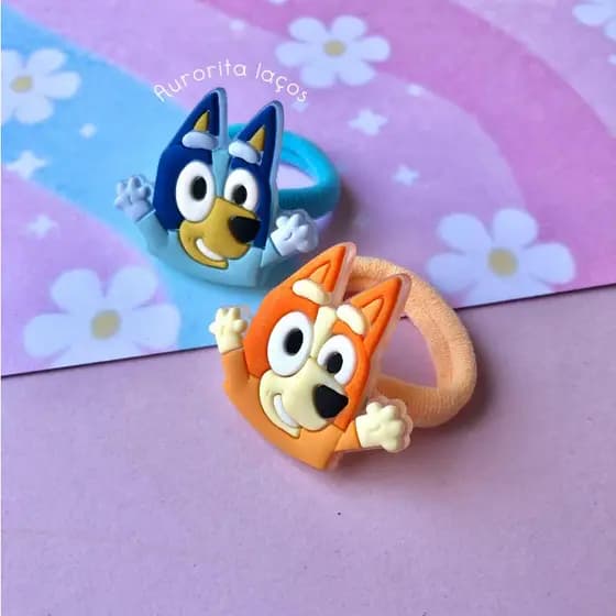 Par de Xuxinha Bluey e Bingo rabico de cabelo infantil - Elastico de cabelo