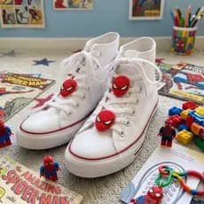 Aplique de tênis homem aranha aplique de cadarço personalize tenis infantil