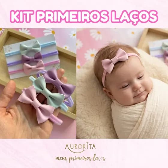 Kit Lacinhos para Bebê faixinhas de cabelo confortáveis laços maternidade e enxoval