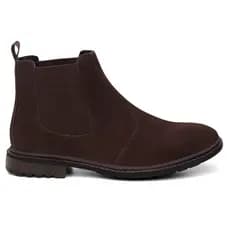 Botina Casual De Couro Camurça Masculina Café