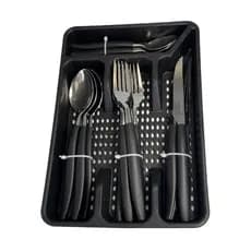 🍽️ Faqueiro 17 Peças 🍴 Inox com Porta Talher  Vermelho ou Preto  Cozinha Moderna, Jantar & Dia a Dia