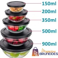 Conjunto Potes Vidro Tampa Hermetica 5 Pecas Organizacao Cozinha Vidro Resistente