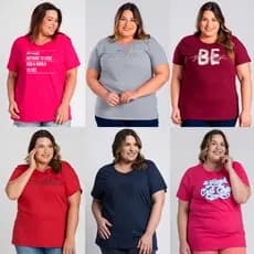 T-shirt Feminina Plus Size G1 a G5 100% Algodão Camiseta Básica Casual -  Modelagem Soltinha