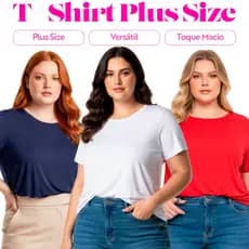 T-Shirt Feminina Plus Size G1 a G8 Viscolycra Gola Redonda Camiseta Básica Modelagem Blusa Soltinha