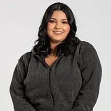 Jaqueta Peluciada Feminina Plus Size G6 ao G10 Bouclê Poliéster Zíper Frontal Bolso Canguru Conforto