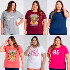 T-shirt Feminina Plus Size G1 a G5 100% Algodão Camiseta Básica Casual - Modelagem Soltinha