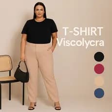 T-Shirt Feminina Plus Size G1 a G8 Viscolycra Gola Redonda Blusa Básica Modelagem Camiseta Soltinha
