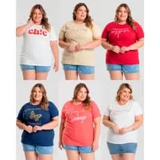 T-shirt Feminina Plus Size G1 a G5 100% Algodão Camiseta Básica Casual - Modelagem Soltinha