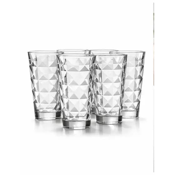 Jogo 6 Copos Long Drink 420ml Vidro Transparente – Copos Resistentes para Drinks e Suco