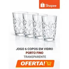 Jogo 6 Copos em Vidro Porto Fino Short 330ml Transparente
