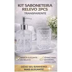 KIT SABONETEIRA RELEVO 2PCS TRANSPARENTE – ELEGÂNCIA E ORGANIZAÇÃO PARA SEU BANHEIRO