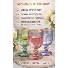 Taças Cameratta Borda Dourada 363ml Kit 4 e 6 Unidades Coloridas