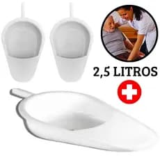 Comadre Hospitalar Grande De Plástico Urinol Feminino Estilo Pá 2,5  e 1,8 Litros Doentes Acamados Idosos